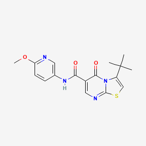 molecular formula C17H18N4O3S B15102972 3-(tert-butyl)-N-(6-methoxypyridin-3-yl)-5-oxo-5H-thiazolo[3,2-a]pyrimidine-6-carboxamide 
