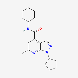 molecular formula C19H26N4O B15103089 N-cyclohexyl-1-cyclopentyl-6-methyl-1H-pyrazolo[3,4-b]pyridine-4-carboxamide 