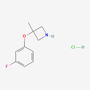 molecular formula C10H13ClFNO B1510312 3-(3-Fluorophenoxy)-3-methyl-azetidine HCl 