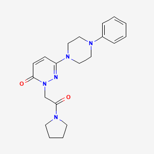 molecular formula C20H25N5O2 B15103131 2-[2-oxo-2-(pyrrolidin-1-yl)ethyl]-6-(4-phenylpiperazin-1-yl)pyridazin-3(2H)-one 