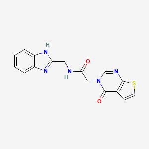 molecular formula C16H13N5O2S B15103192 N-(1H-1,3-benzimidazol-2-ylmethyl)-2-[4-oxothieno[2,3-d]pyrimidin-3(4H)-yl]acetamide 