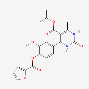 molecular formula C21H22N2O7 B15103319 4-[4-(Furan-2-carbonyloxy)-3-methoxy-phenyl]-6-methyl-2-oxo-1,2,3,4-tetrahydro-pyrimidine-5-carboxylic acid isopropyl ester 