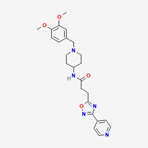 molecular formula C24H29N5O4 B15103439 N-[1-(3,4-dimethoxybenzyl)piperidin-4-yl]-3-[3-(pyridin-4-yl)-1,2,4-oxadiazol-5-yl]propanamide 