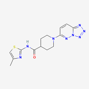 molecular formula C14H16N8OS B15104016 N-(4-methyl-1,3-thiazol-2-yl)-1-(tetrazolo[1,5-b]pyridazin-6-yl)piperidine-4-carboxamide 