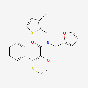 molecular formula C22H21NO3S2 B15104234 N-(furan-2-ylmethyl)-N-[(3-methylthiophen-2-yl)methyl]-3-phenyl-5,6-dihydro-1,4-oxathiine-2-carboxamide 