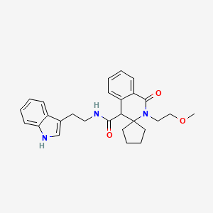 molecular formula C27H31N3O3 B15104254 N-[2-(1H-indol-3-yl)ethyl]-2'-(2-methoxyethyl)-1'-oxo-1',4'-dihydro-2'H-spiro[cyclopentane-1,3'-isoquinoline]-4'-carboxamide 
