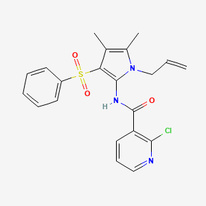 molecular formula C21H20ClN3O3S B15105042 2-chloro-N-[4,5-dimethyl-3-(phenylsulfonyl)-1-(prop-2-en-1-yl)-1H-pyrrol-2-yl]pyridine-3-carboxamide 