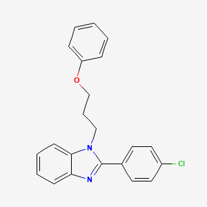 molecular formula C22H19ClN2O B15105213 {3-[2-(4-Chlorophenyl)benzimidazolyl]propoxy}benzene 