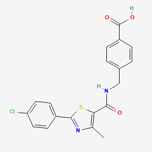 molecular formula C19H15ClN2O3S B15106901 4-[({[2-(4-Chlorophenyl)-4-methyl-1,3-thiazol-5-yl]carbonyl}amino)methyl]benzoic acid 