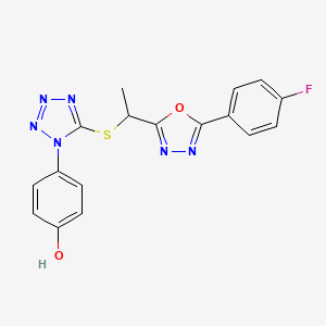 molecular formula C17H13FN6O2S B15107426 4-(5-{[5-(4-Fluorophenyl)-1,3,4-oxadiazol-2-yl]ethylthio}-1,2,3,4-tetraazolyl) phenol 