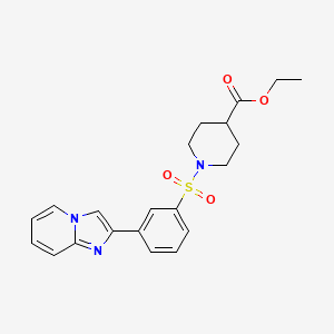 molecular formula C21H23N3O4S B15108576 Ethyl 1-[(3-imidazo[1,2-a]pyridin-2-ylphenyl)sulfonyl]-4-piperidinecarboxylate 