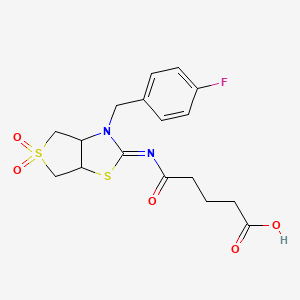 molecular formula C17H19FN2O5S2 B15108627 5-{[(2Z)-3-(4-fluorobenzyl)-5,5-dioxidotetrahydrothieno[3,4-d][1,3]thiazol-2(3H)-ylidene]amino}-5-oxopentanoic acid 
