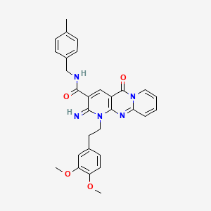 molecular formula C30H29N5O4 B15108920 7-[2-(3,4-dimethoxyphenyl)ethyl]-6-imino-N-[(4-methylphenyl)methyl]-2-oxo-1,7,9-triazatricyclo[8.4.0.03,8]tetradeca-3(8),4,9,11,13-pentaene-5-carboxamide 