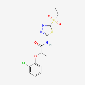 molecular formula C13H14ClN3O4S2 B15109060 2-(2-chlorophenoxy)-N-(5-(ethylsulfonyl)-1,3,4-thiadiazol-2-yl)propanamide 
