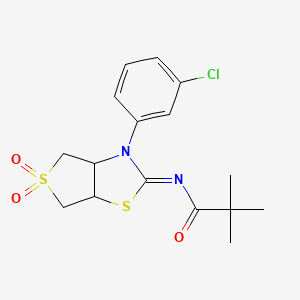 molecular formula C16H19ClN2O3S2 B15109155 N-[(2Z)-3-(3-chlorophenyl)-5,5-dioxidotetrahydrothieno[3,4-d][1,3]thiazol-2(3H)-ylidene]-2,2-dimethylpropanamide 