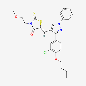 molecular formula C26H26ClN3O3S2 B15109326 (5Z)-5-{[3-(4-butoxy-3-chlorophenyl)-1-phenyl-1H-pyrazol-4-yl]methylidene}-3-(2-methoxyethyl)-2-thioxo-1,3-thiazolidin-4-one 