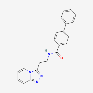 molecular formula C21H18N4O B15109370 N-[2-([1,2,4]triazolo[4,3-a]pyridin-3-yl)ethyl]biphenyl-4-carboxamide 