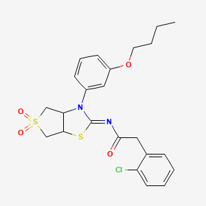 molecular formula C23H25ClN2O4S2 B15109731 N-[(2Z)-3-(3-butoxyphenyl)-5,5-dioxidotetrahydrothieno[3,4-d][1,3]thiazol-2(3H)-ylidene]-2-(2-chlorophenyl)acetamide 