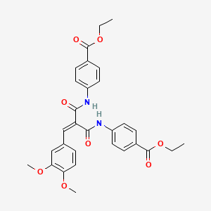 molecular formula C30H30N2O8 B15110024 Ethyl 4-{[3-(3,4-dimethoxyphenyl)-2-{[4-(ethoxycarbonyl)phenyl]carbamoyl}acryloyl]amino}benzoate 