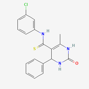 molecular formula C18H16ClN3OS B15110188 5-Pyrimidinecarbothioamide, N-(3-chlorophenyl)-1,2,3,4-tetrahydro-6-methyl-2-oxo-4-phenyl- CAS No. 1785760-91-9