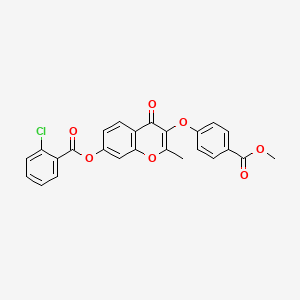 molecular formula C25H17ClO7 B15110767 3-(4-(methoxycarbonyl)phenoxy)-2-methyl-4-oxo-4H-chromen-7-yl 2-chlorobenzoate 