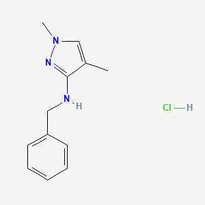 molecular formula C12H16ClN3 B15110826 N-benzyl-1,4-dimethylpyrazol-3-amine;hydrochloride 