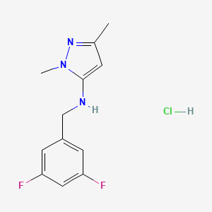 molecular formula C12H14ClF2N3 B15111007 N-[(3,5-difluorophenyl)methyl]-2,5-dimethylpyrazol-3-amine;hydrochloride 