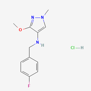 molecular formula C12H15ClFN3O B15111344 N-[(4-fluorophenyl)methyl]-3-methoxy-1-methylpyrazol-4-amine;hydrochloride 