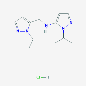 molecular formula C12H20ClN5 B15111572 N-[(1-ethyl-1H-pyrazol-5-yl)methyl]-1-isopropyl-1H-pyrazol-5-amine 