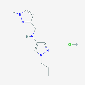 molecular formula C11H18ClN5 B15111778 N-[(1-methylpyrazol-3-yl)methyl]-1-propylpyrazol-4-amine;hydrochloride 