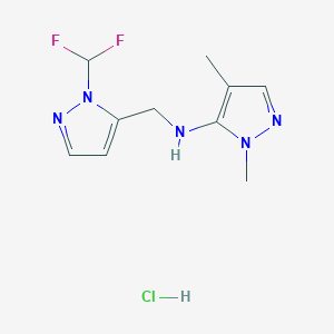 molecular formula C10H14ClF2N5 B15111930 N-[[2-(difluoromethyl)pyrazol-3-yl]methyl]-2,4-dimethylpyrazol-3-amine;hydrochloride 