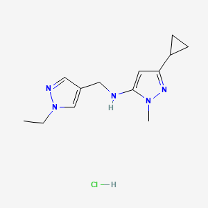 molecular formula C13H20ClN5 B15112484 5-cyclopropyl-N-[(1-ethylpyrazol-4-yl)methyl]-2-methylpyrazol-3-amine;hydrochloride 