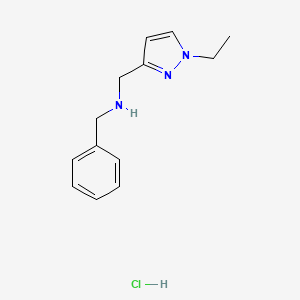 molecular formula C13H18ClN3 B15112943 N-[(1-ethylpyrazol-3-yl)methyl]-1-phenylmethanamine;hydrochloride 