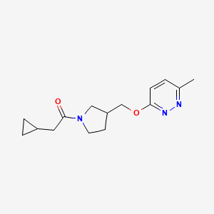 molecular formula C15H21N3O2 B15113072 2-Cyclopropyl-1-(3-{[(6-methylpyridazin-3-yl)oxy]methyl}pyrrolidin-1-yl)ethan-1-one 