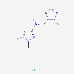 molecular formula C10H16ClN5 B15113374 1,5-dimethyl-N-[(2-methylpyrazol-3-yl)methyl]pyrazol-3-amine;hydrochloride 