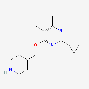 molecular formula C15H23N3O B15113536 2-Cyclopropyl-4,5-dimethyl-6-[(piperidin-4-yl)methoxy]pyrimidine 