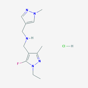 molecular formula C12H19ClFN5 B15113604 1-(1-ethyl-5-fluoro-3-methyl-1H-pyrazol-4-yl)-N-[(1-methyl-1H-pyrazol-4-yl)methyl]methanamine 