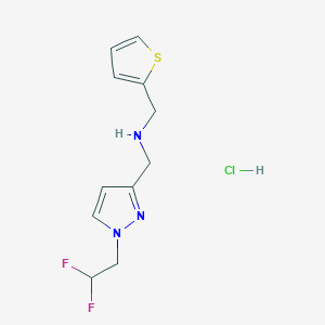 molecular formula C11H14ClF2N3S B15114215 1-[1-(2,2-difluoroethyl)-1H-pyrazol-3-yl]-N-(2-thienylmethyl)methanamine 