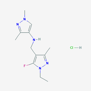 molecular formula C12H19ClFN5 B15114228 N-[(1-ethyl-5-fluoro-3-methylpyrazol-4-yl)methyl]-1,3-dimethylpyrazol-4-amine;hydrochloride 
