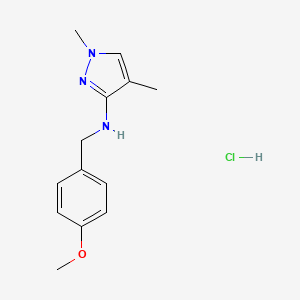molecular formula C13H18ClN3O B15114537 N-[(4-methoxyphenyl)methyl]-1,4-dimethylpyrazol-3-amine;hydrochloride 