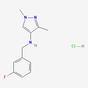 molecular formula C12H15ClFN3 B15114800 N-(3-Fluorobenzyl)-1,3-dimethyl-1H-pyrazol-4-amine 