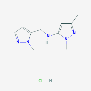 molecular formula C11H18ClN5 B15114946 N-[(2,4-dimethylpyrazol-3-yl)methyl]-2,5-dimethylpyrazol-3-amine;hydrochloride 