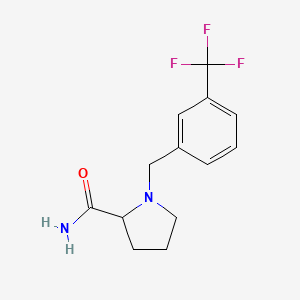molecular formula C13H15F3N2O B15114967 1-{[3-(Trifluoromethyl)phenyl]methyl}pyrrolidine-2-carboxamide 