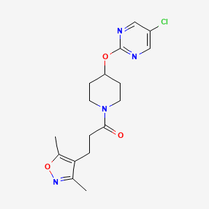 molecular formula C17H21ClN4O3 B15115420 1-{4-[(5-Chloropyrimidin-2-yl)oxy]piperidin-1-yl}-3-(3,5-dimethyl-1,2-oxazol-4-yl)propan-1-one 