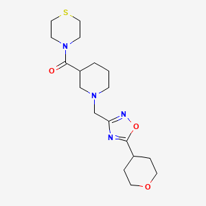 molecular formula C18H28N4O3S B15115469 4-(1-{[5-(Oxan-4-yl)-1,2,4-oxadiazol-3-yl]methyl}piperidine-3-carbonyl)thiomorpholine 