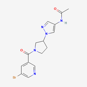 molecular formula C15H16BrN5O2 B15115476 N-{1-[1-(5-bromopyridine-3-carbonyl)pyrrolidin-3-yl]-1H-pyrazol-4-yl}acetamide 