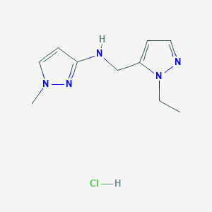 molecular formula C10H16ClN5 B15115658 N-[(2-ethylpyrazol-3-yl)methyl]-1-methylpyrazol-3-amine;hydrochloride 