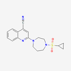 molecular formula C18H20N4O2S B15117140 2-[4-(Cyclopropanesulfonyl)-1,4-diazepan-1-yl]quinoline-4-carbonitrile 