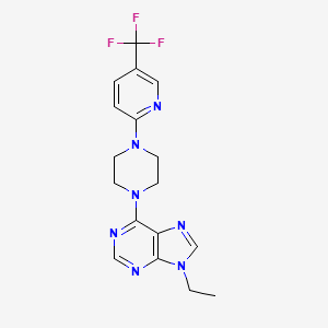 molecular formula C17H18F3N7 B15117318 9-ethyl-6-{4-[5-(trifluoromethyl)pyridin-2-yl]piperazin-1-yl}-9H-purine 