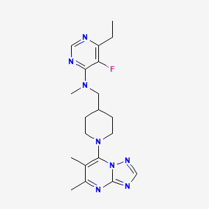 molecular formula C20H27FN8 B15117906 N-[(1-{5,6-dimethyl-[1,2,4]triazolo[1,5-a]pyrimidin-7-yl}piperidin-4-yl)methyl]-6-ethyl-5-fluoro-N-methylpyrimidin-4-amine 
